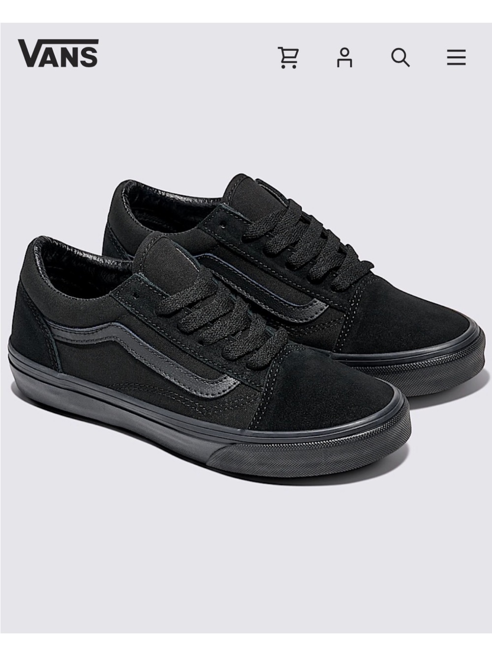 Vans Old Skool Low-Top Sneakers Black Size 6 Kids or 7.5 Women’s